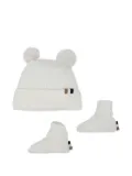 BOSS Kidswear ribbed pom-pom beanie and booties set - White
