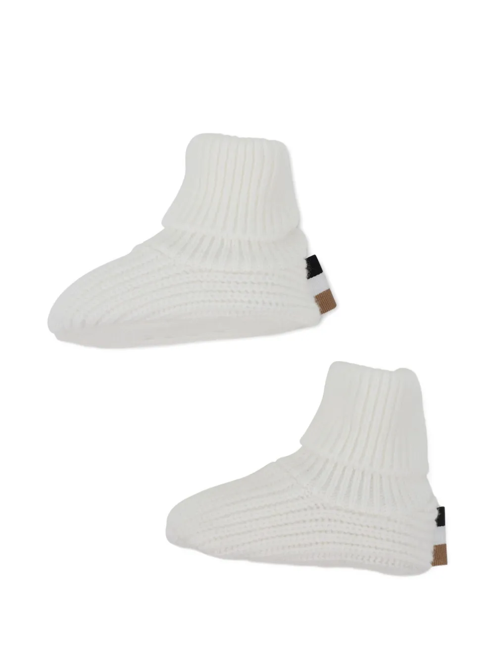 BOSS Kidswear Geribbelde muts en laarzen met pompon Wit