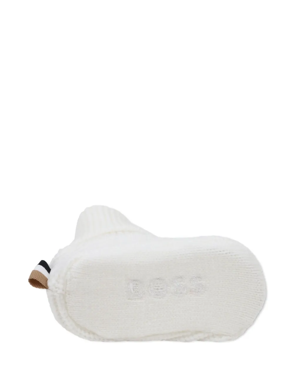 BOSS Kidswear Geribbelde muts en laarzen met pompon Wit