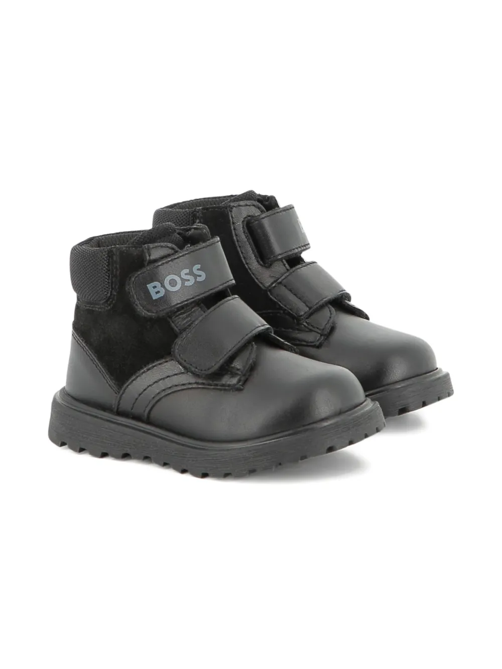 BOSS Kidswear touch strap fastening ankle boots Black