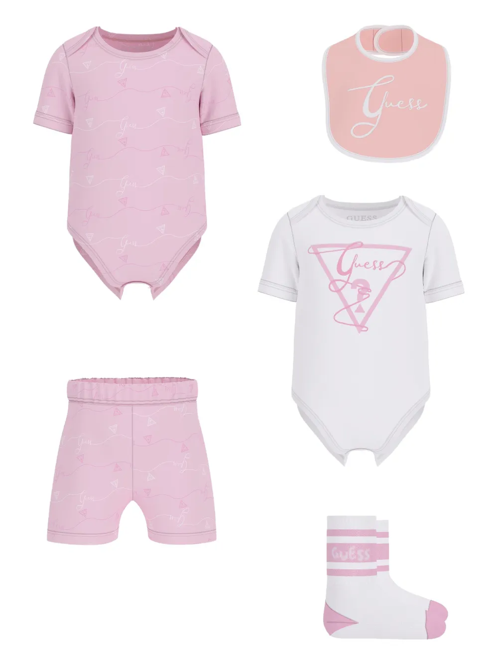 guess kids logo-print shorts set (set of three) | rosado | Image 1