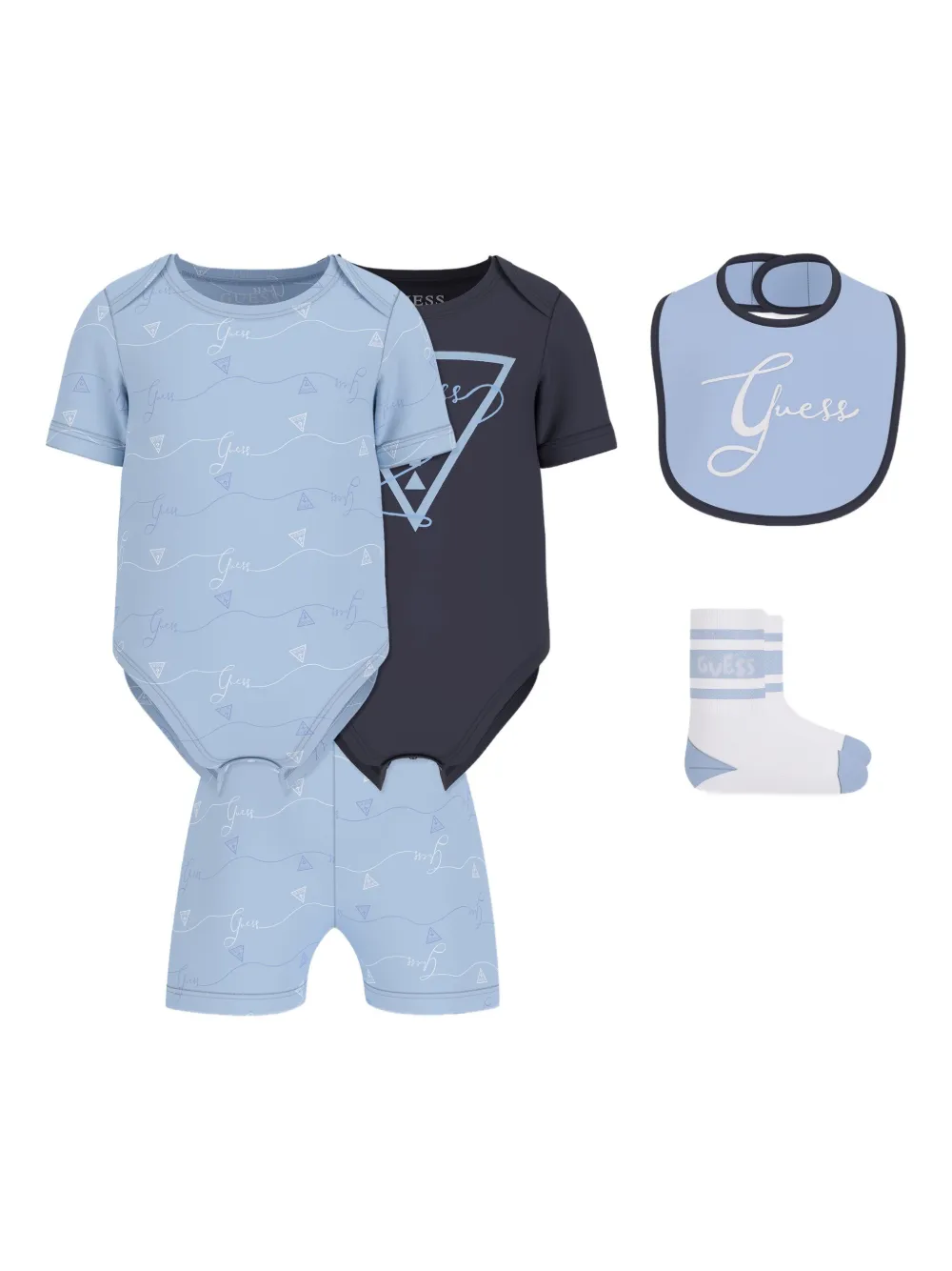 guess kids logo-print shorts set (set of three) | azul | Image 1