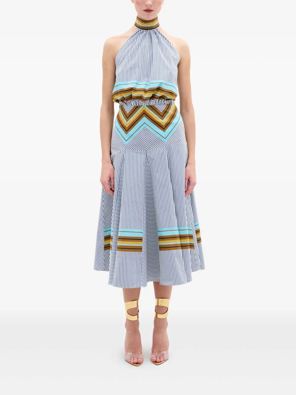 Silvia Tcherassi Gestreepte halterjurk Blauw
