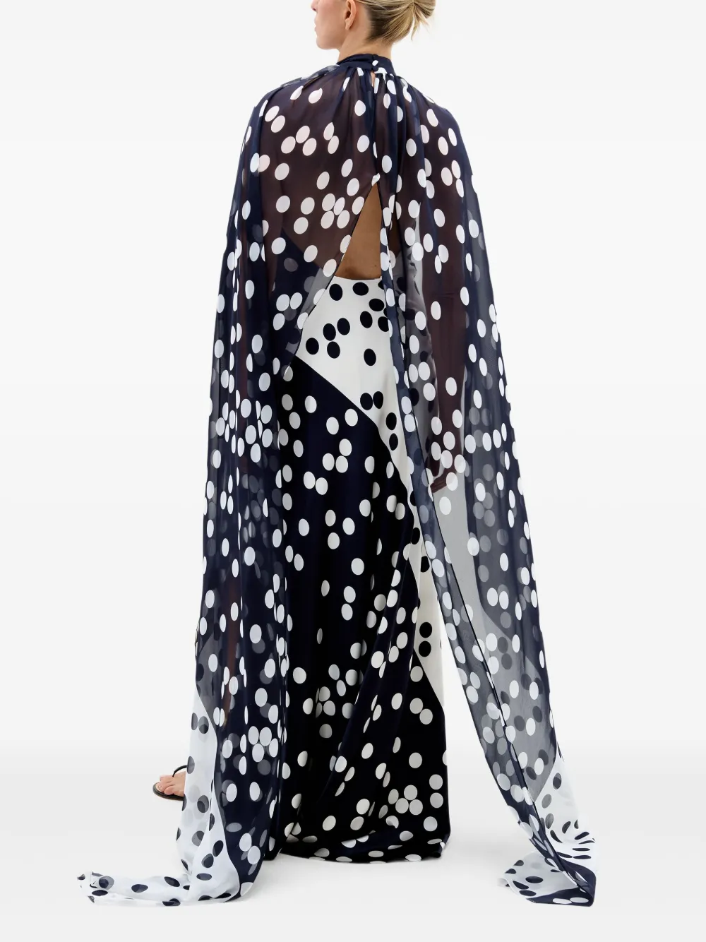 Silvia Tcherassi Jurk met stippen en cape - Blauw