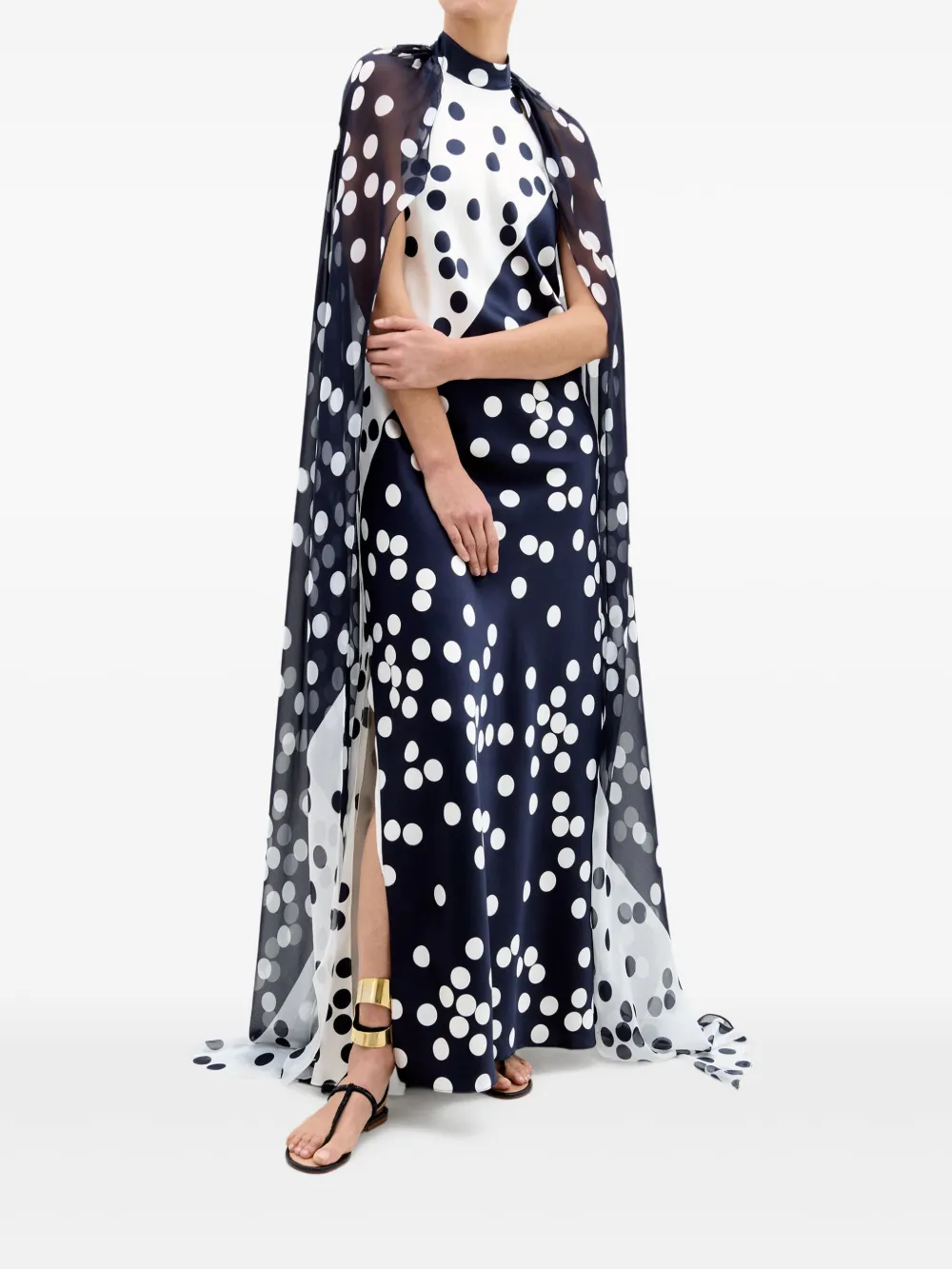 Silvia Tcherassi Jurk met stippen en cape Blauw