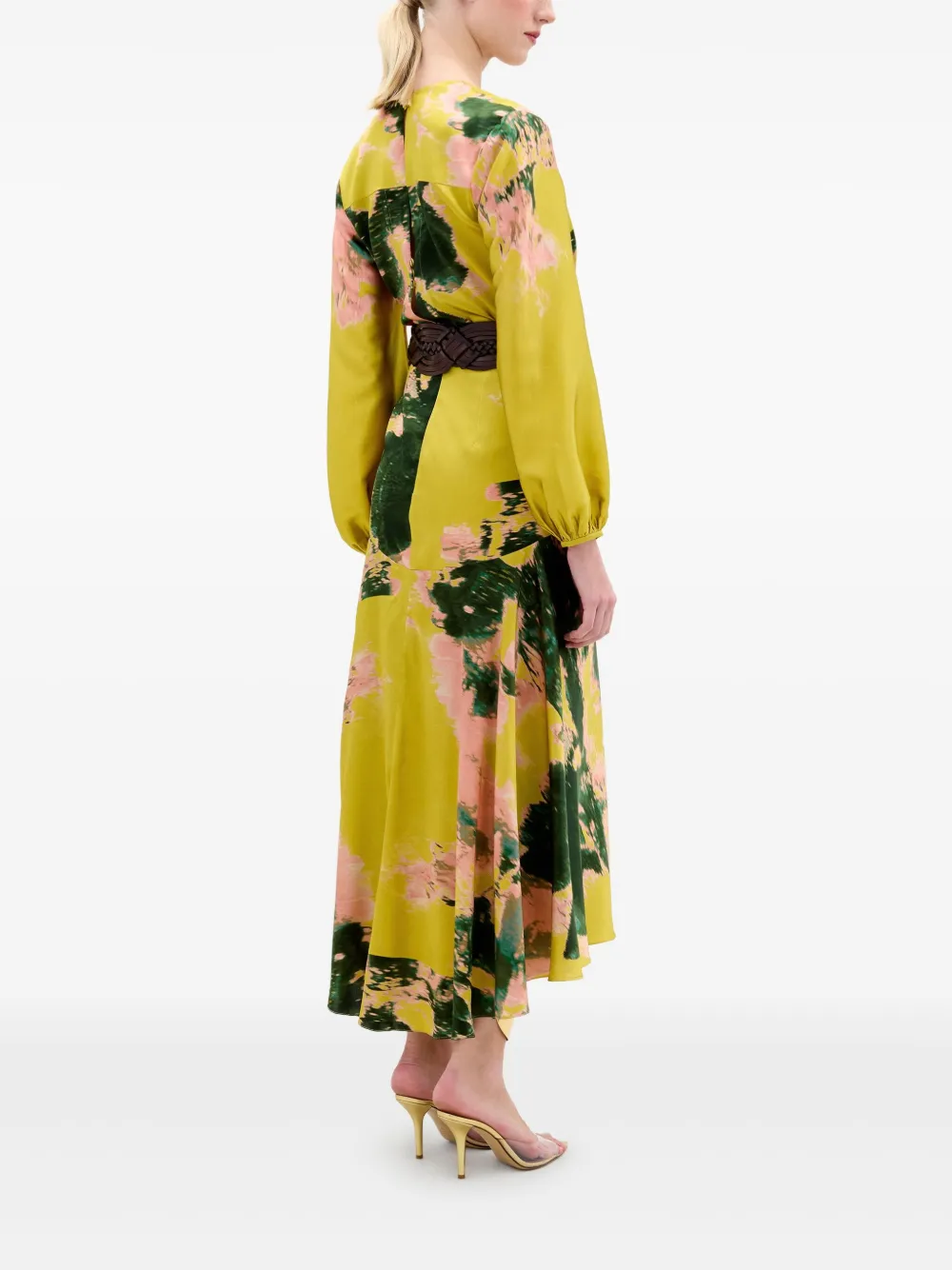 Silvia Tcherassi Wikkeljurk met bloemenprint Goud