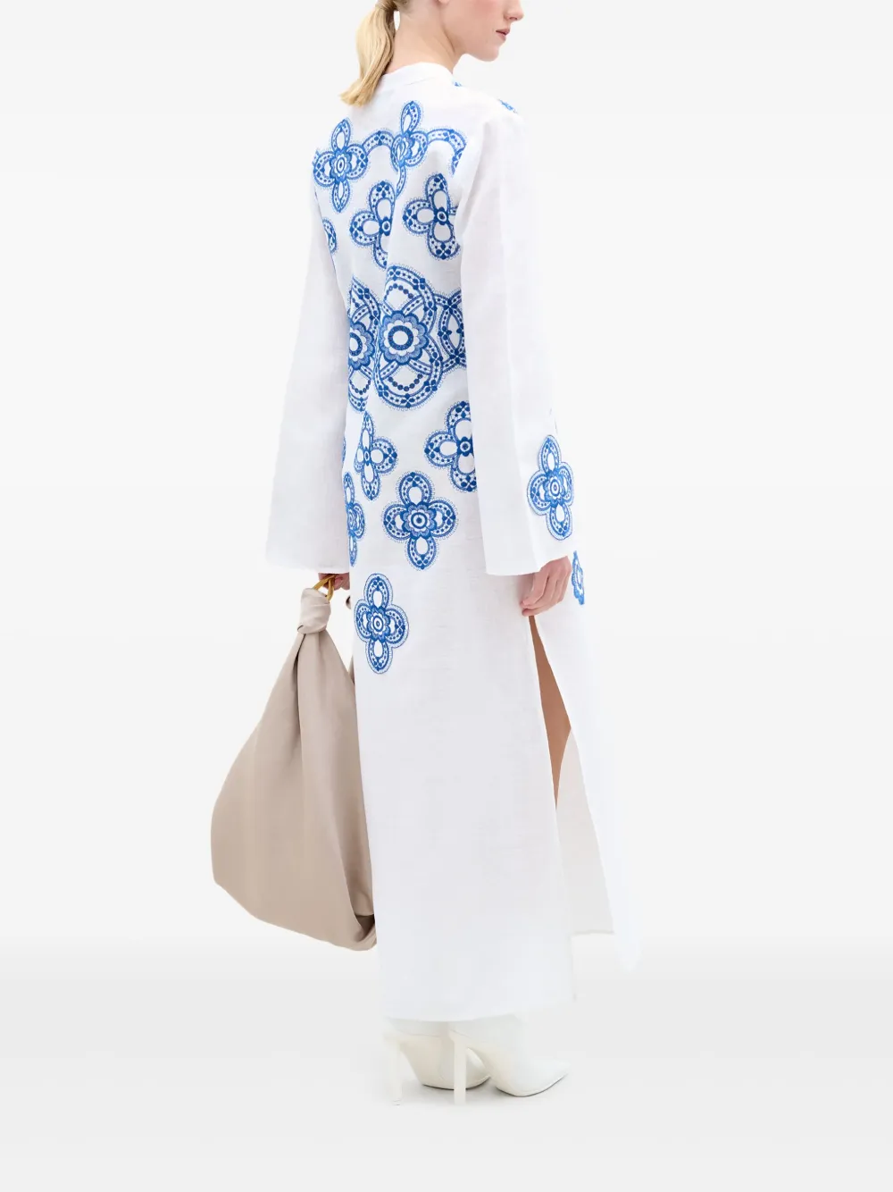 Silvia Tcherassi Maxi-jurk met geborduurde bloemen - Wit