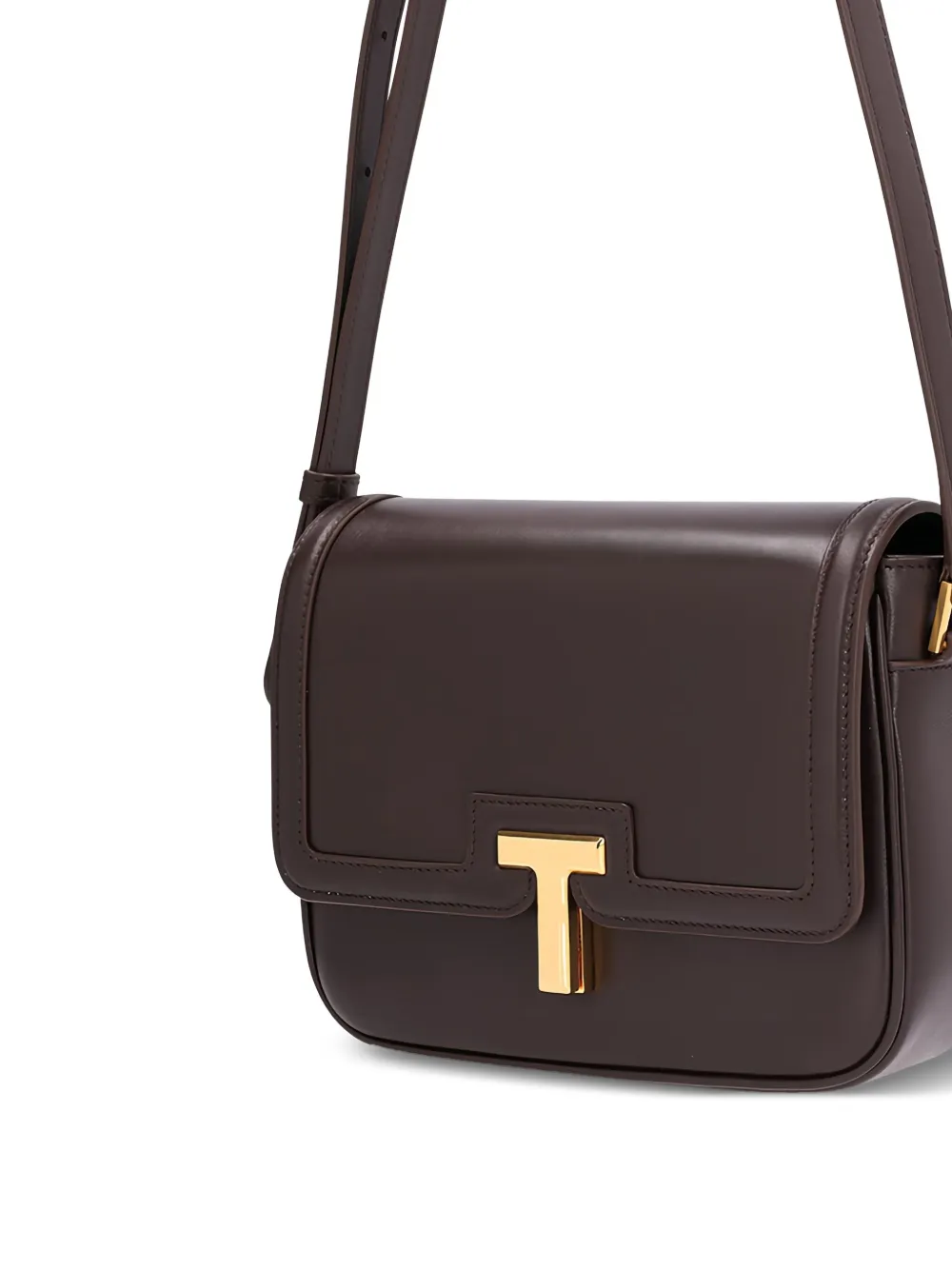 TOM FORD Wallis leren schoudertas Bruin