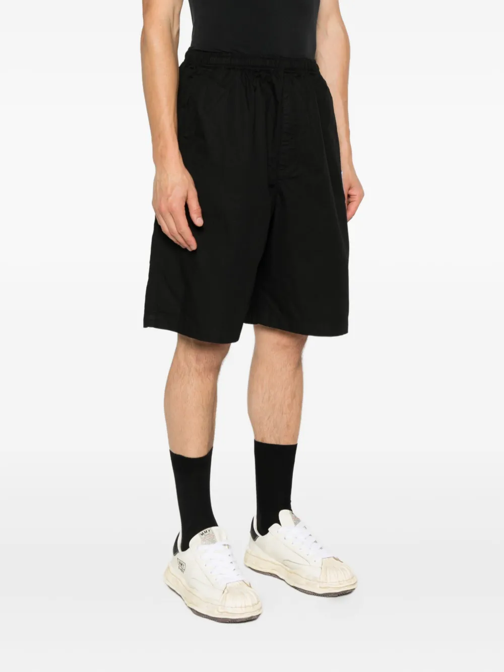 Maison MIHARA YASUHIRO Shorts met elastische taille en opgestikte zak Zwart