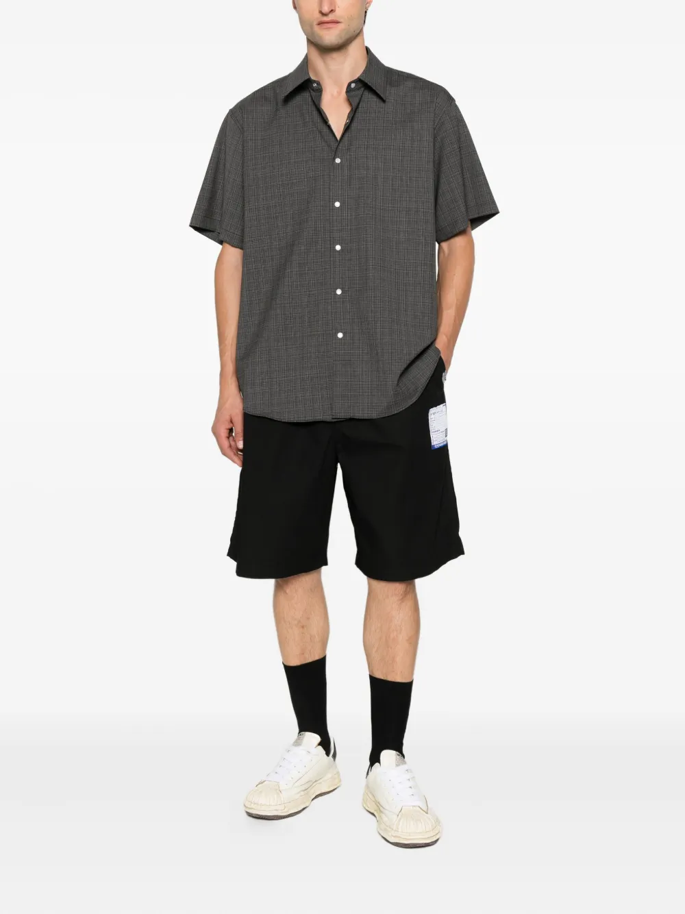 Maison MIHARA YASUHIRO Shorts met elastische taille en opgestikte zak Zwart