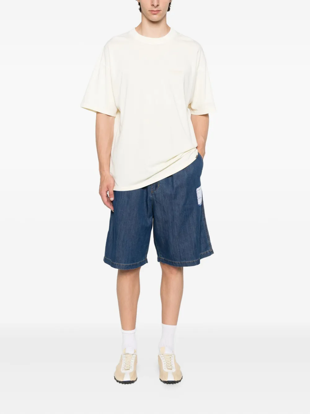 Maison MIHARA YASUHIRO Shorts met elastische taille en opgestikte zak Blauw