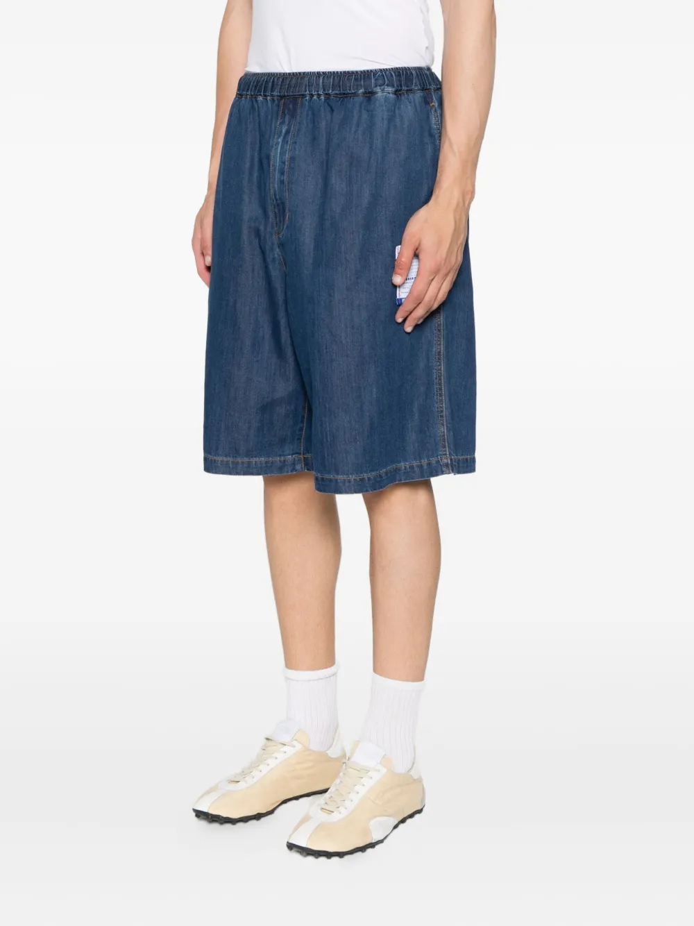 Maison MIHARA YASUHIRO Shorts met elastische taille en opgestikte zak Blauw