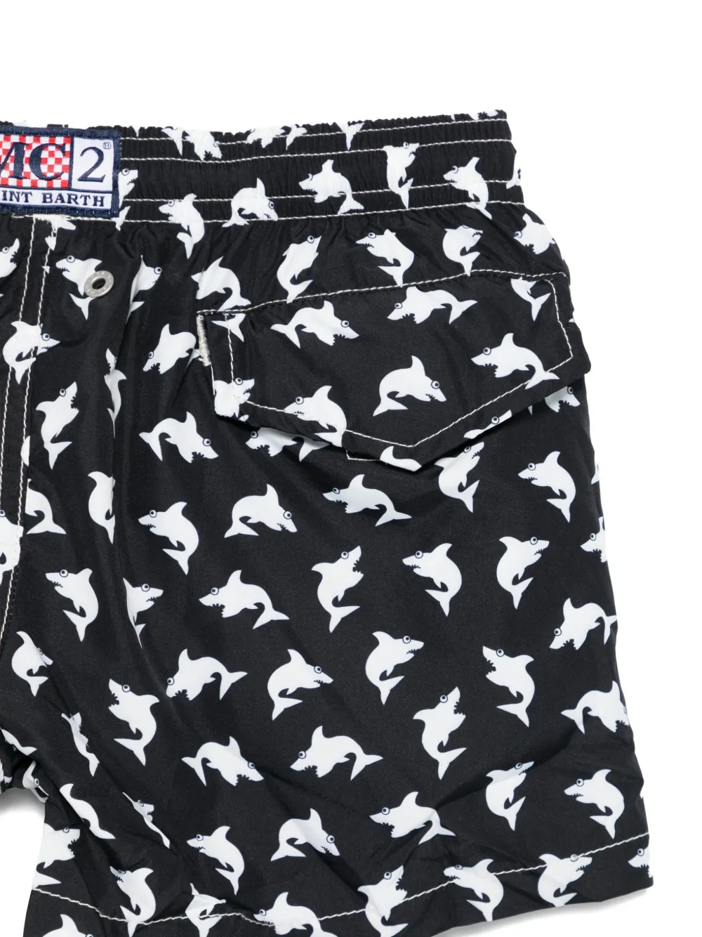 MC2 Saint Barth Kids shark-print swim shorts Zwart