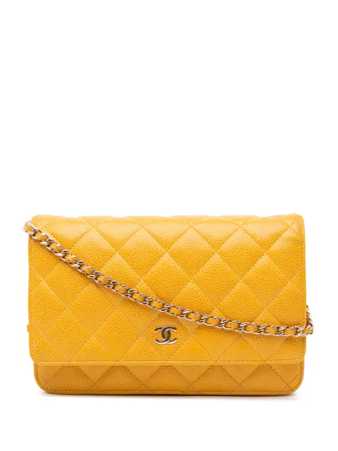 CHANEL Pre-Owned 2018 CC Quilted Caviar Wallet on Chain crossbody bag