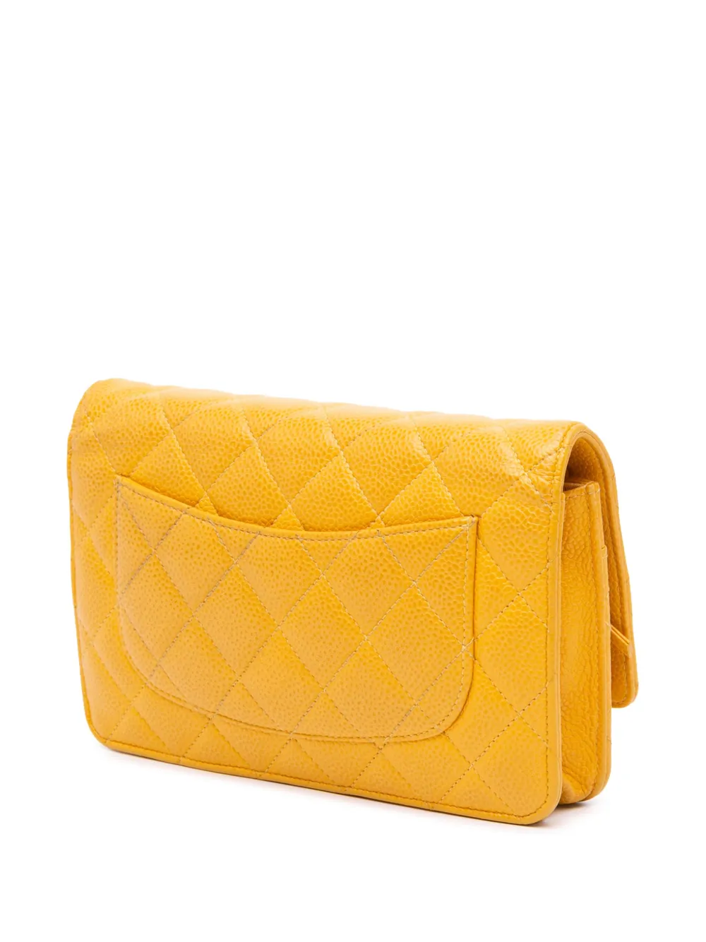 Pre-owned Chanel 2018 Cc Quilted Caviar Wallet On Chain Crossbody Bag