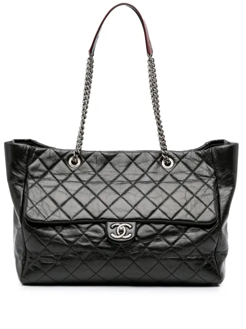 CHANEL Pre-Owned 2014 große Glazed Duo Color Tote Bag aus gestepptem Kalbsleder
