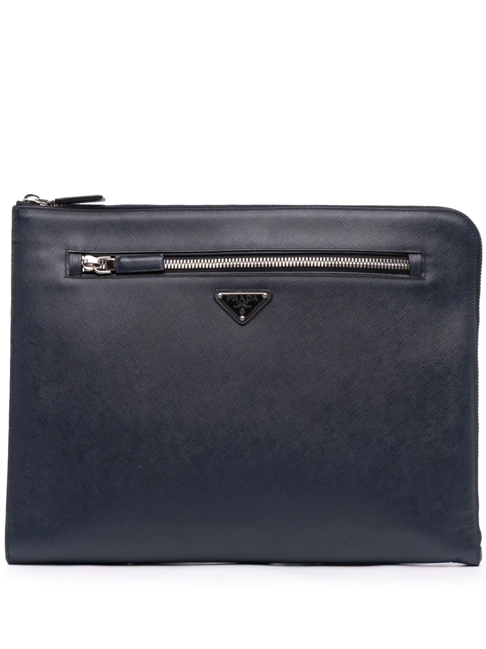 Pre-owned Prada 2013-2024 Saffiano Lux Zip Portfolio Clutch Bag