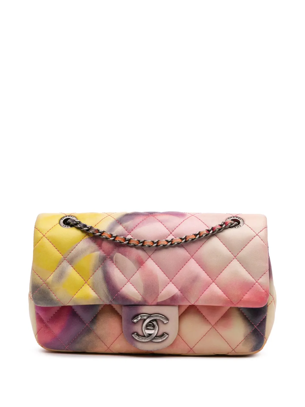 Pre-owned Chanel 2015-2016 Mini Rectangularquilted Lambskin Flower Power Single Flap Crossbody Bag