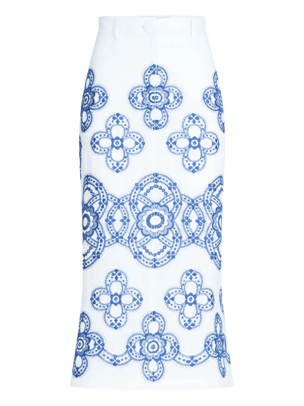 Silvia Tcherassi Rok met geborduurde bloemen Wit
