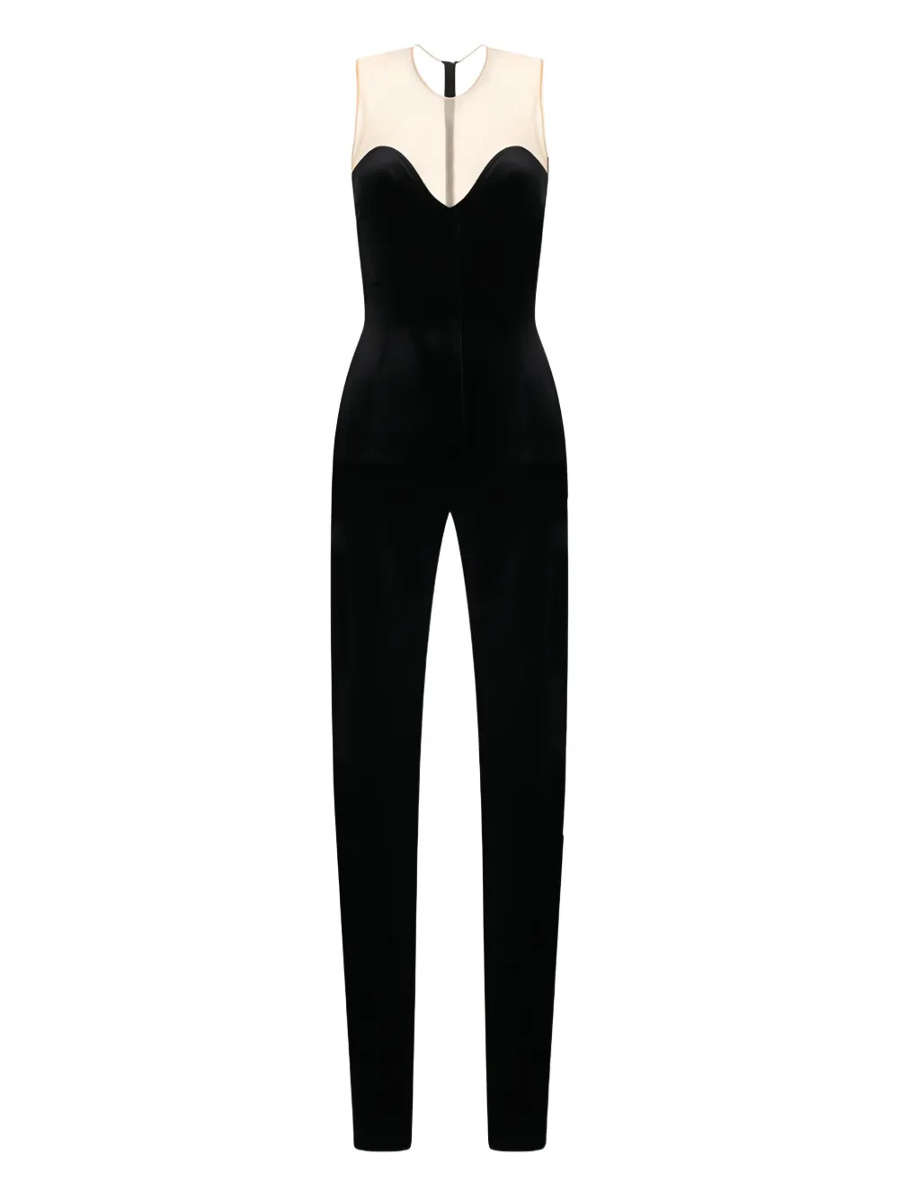 David Koma wave-neckline panelled jumpsuit - BLACK David Koma wave-neckline panelled jumpsuit - BLACK
