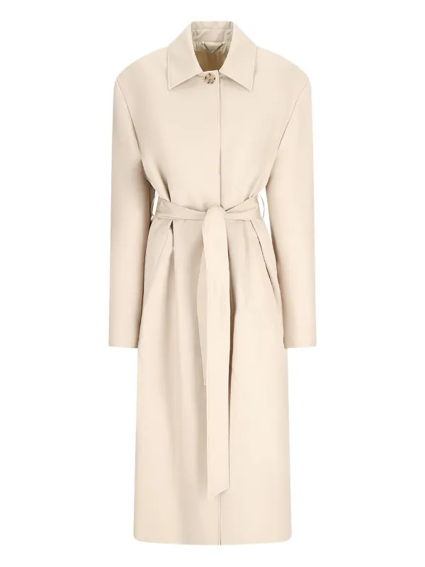 Magda Butrym Belted Cotton Coat in Neutrals