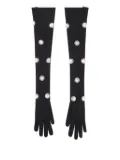 David Koma crystal-embellished long gloves - Black