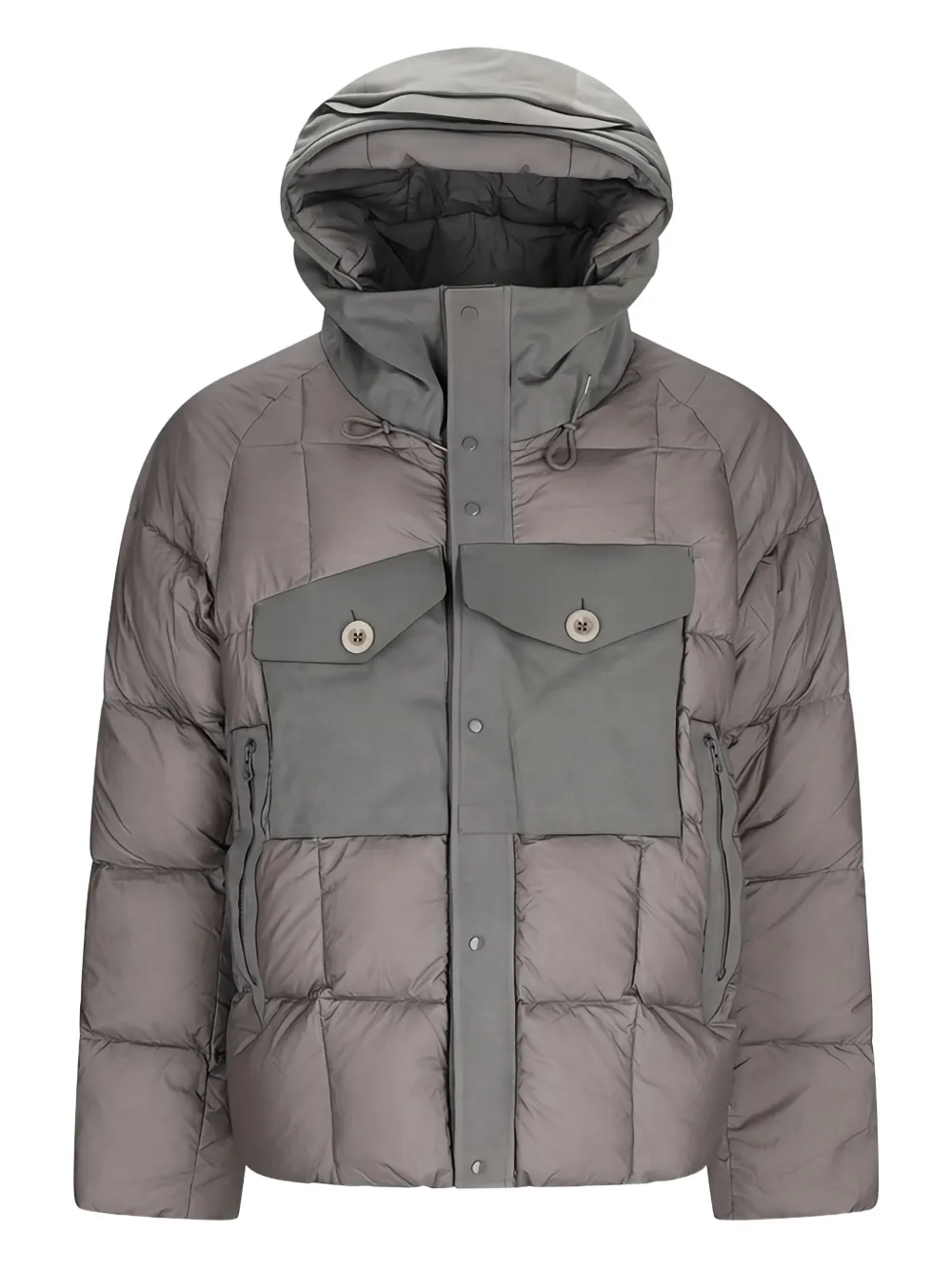 quilted panelled puffer jacket