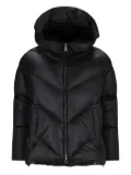 Add hooded chevron-quilted down jacket - Black