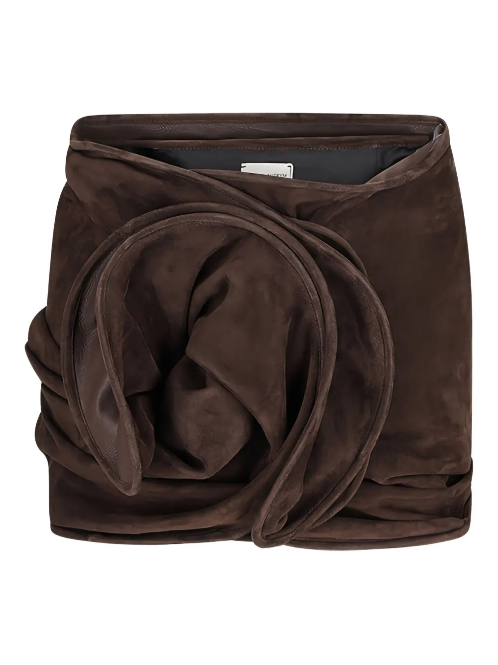 Magda Butrym rose-detail suede skirt - Bruin