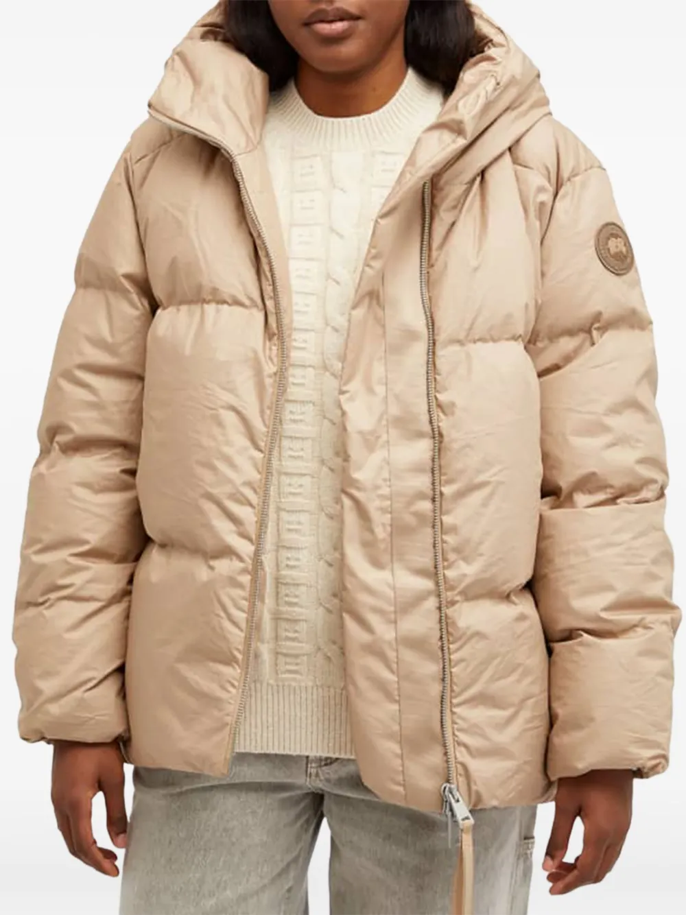 Canada Goose hooded puffer jacket Beige