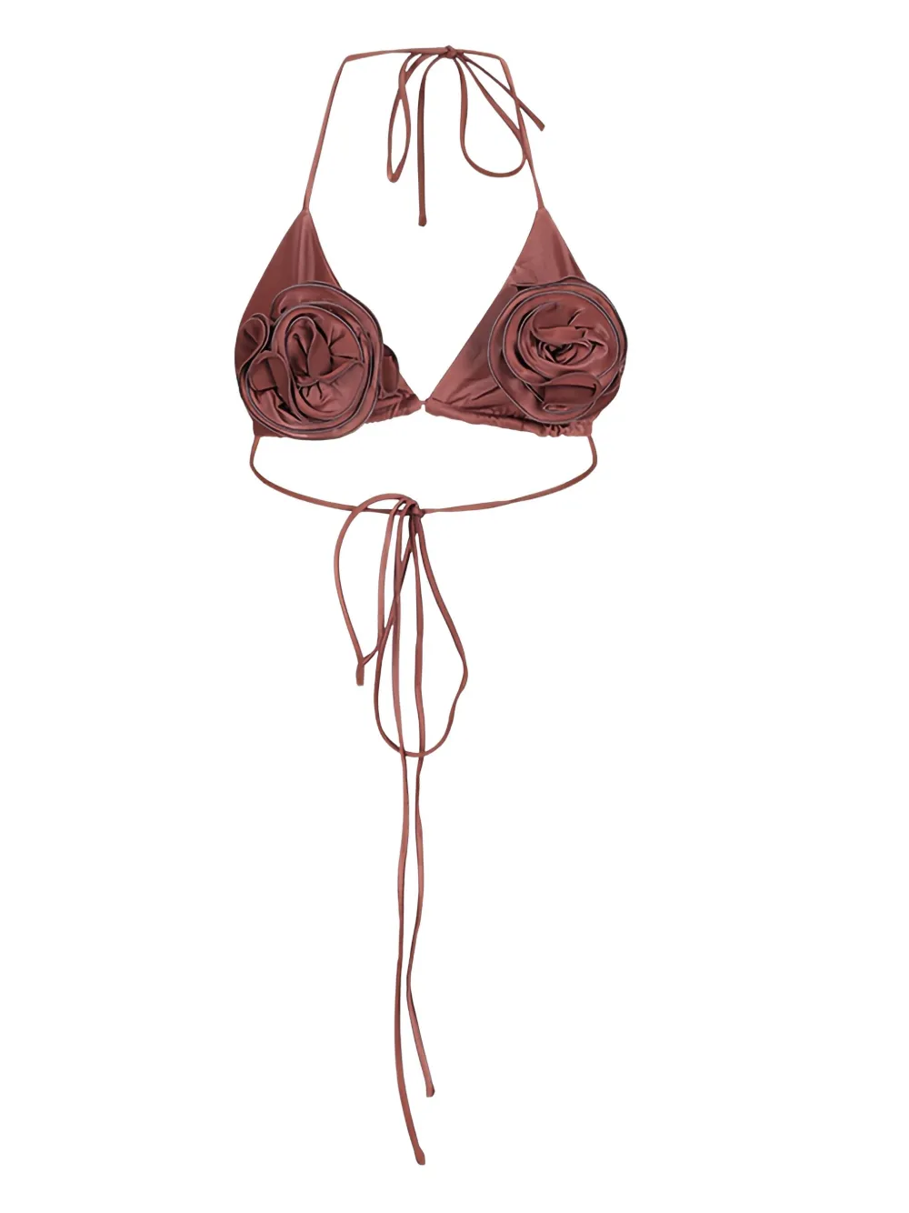  Magda Butrym Rose-embellished Triangle Bikini Top - Brown 