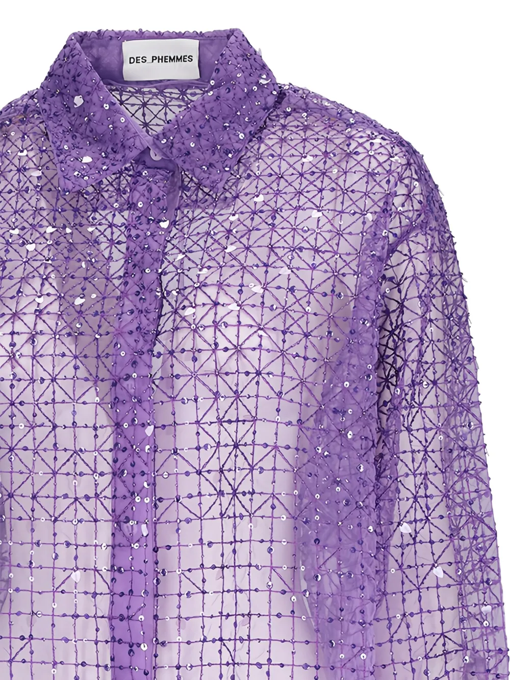DES PHEMMES embellished tulle shirt - Paars