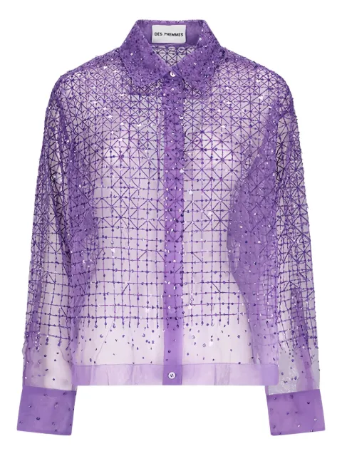 DES PHEMMES embellished tulle shirt