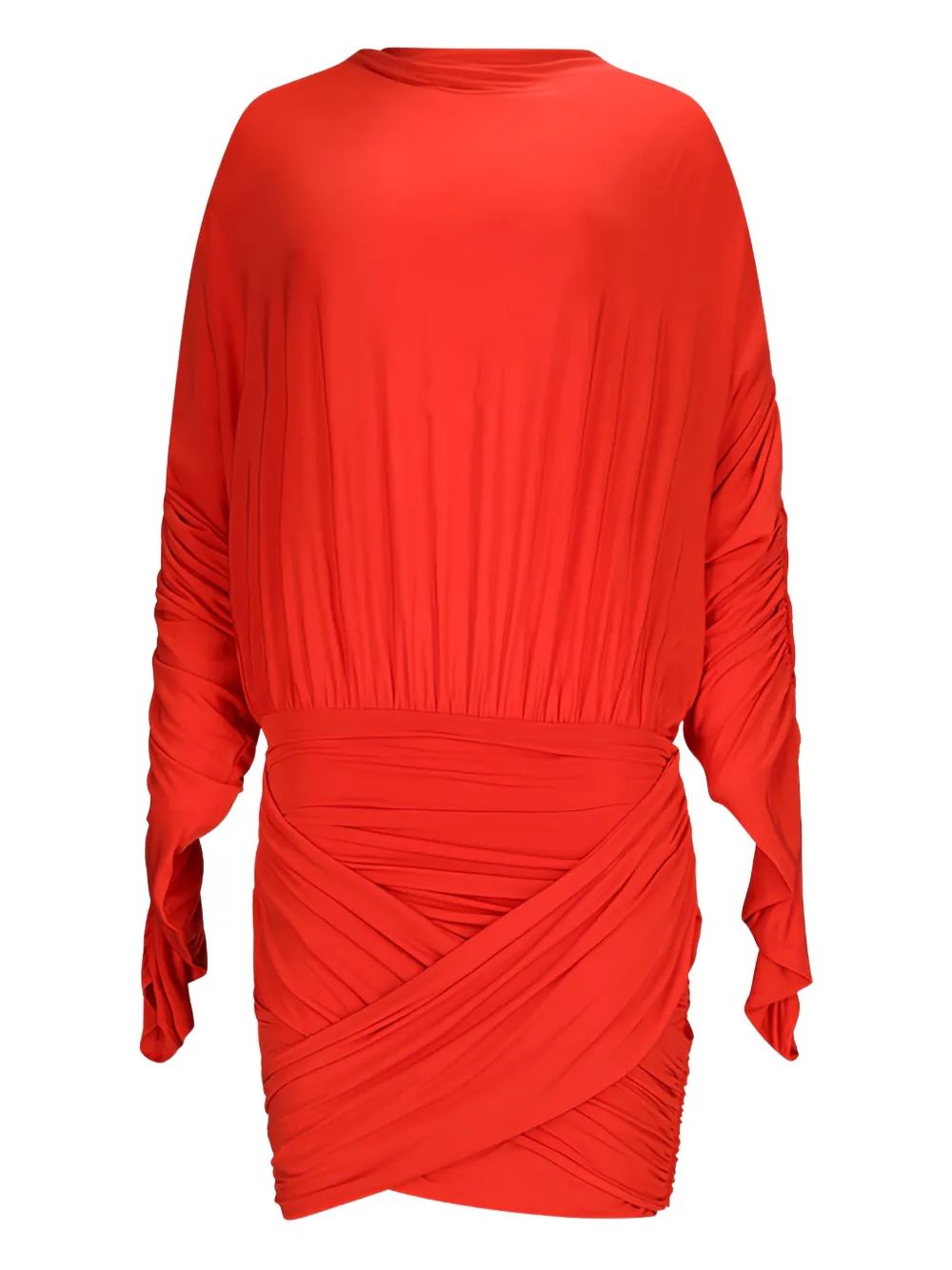Magda Butrym long-sleeve ruched mini dress Rood