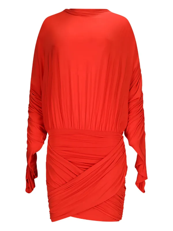 red ruched dress long sleeve Red Off Shoulder Ruched Long Sleeve Maternity Midi Dress PinkBlush