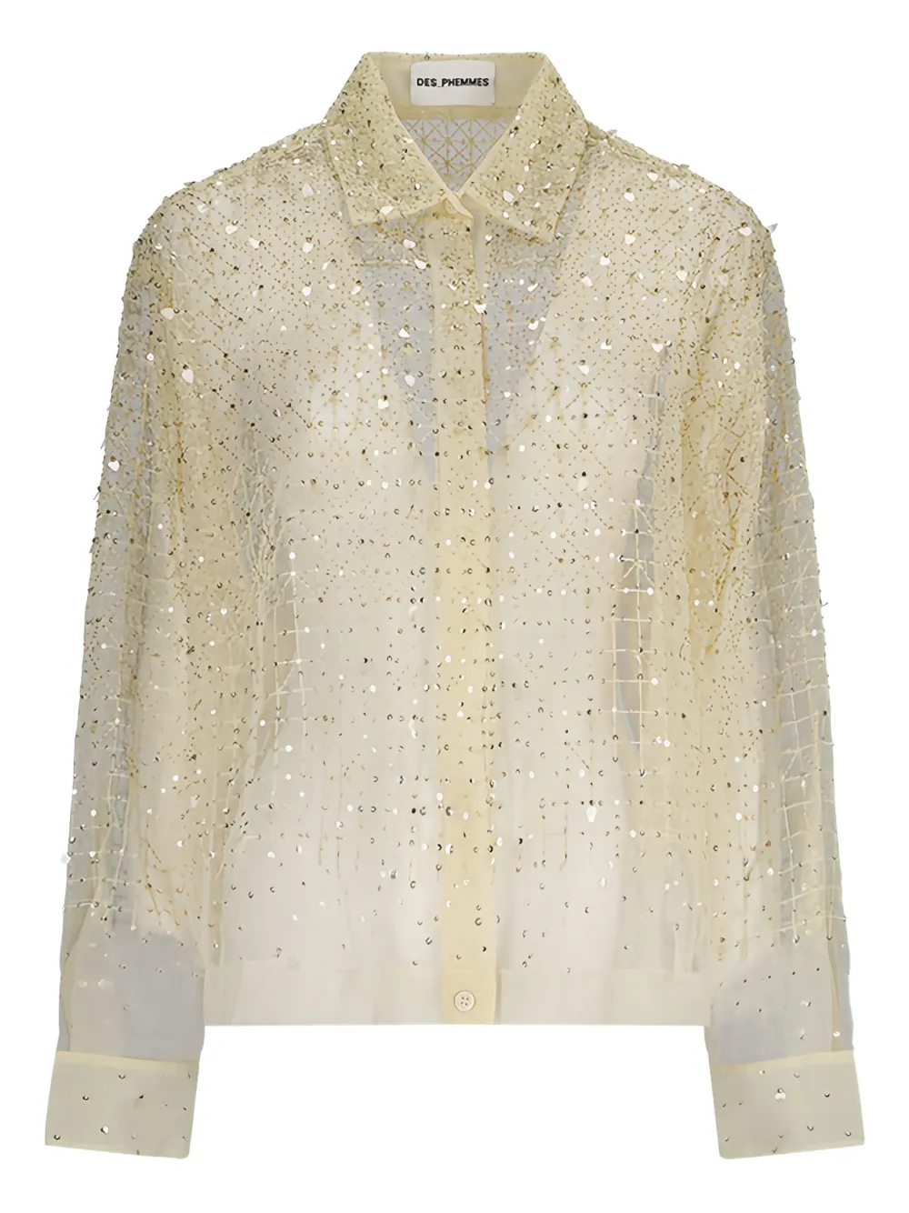 DES PHEMMES sequin-embellished tulle shirt