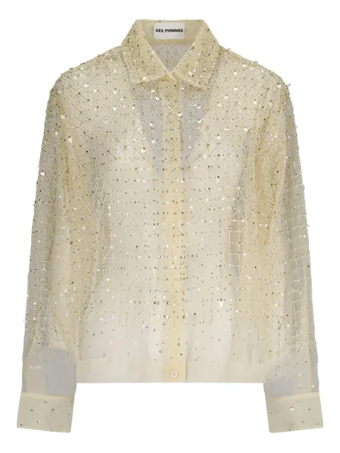 DES PHEMMES sequin-embellished tulle shirt