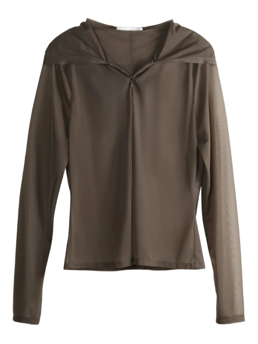 Amomento mesh long-sleeved hoodie | Brown | Image 1