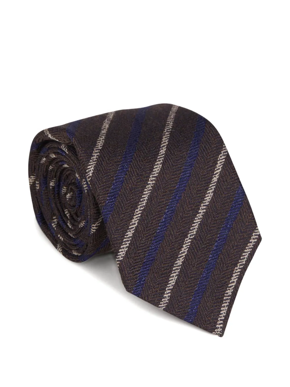 Kiton Gestreepte stropdas Bruin