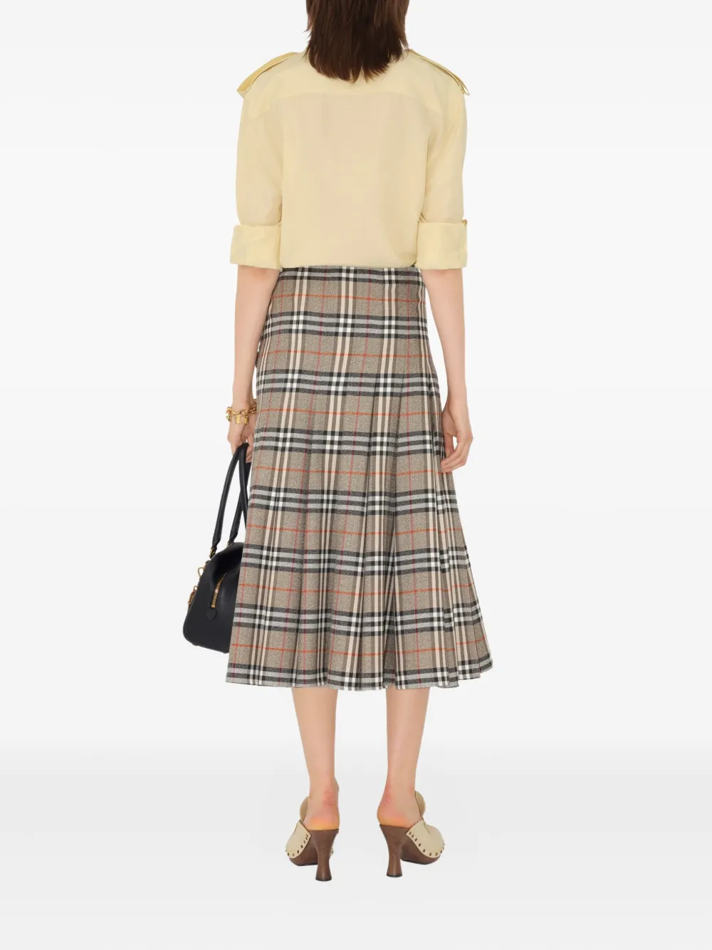 Shop Burberry Wool Midi Skirt