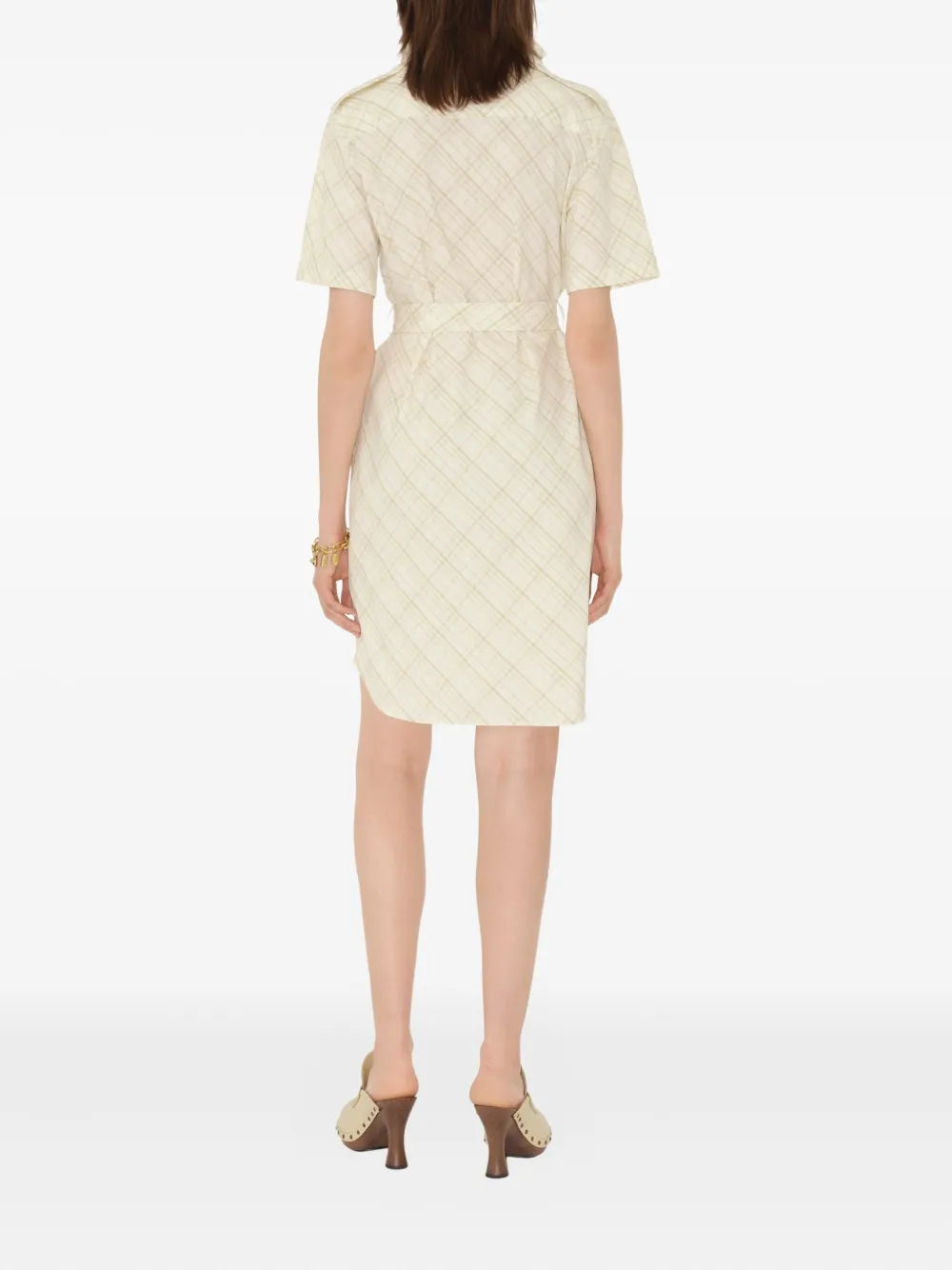 Burberry Geruite katoenen shirtjurk Wit