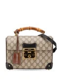 Gucci Pre-Owned 2016-2024 GG Supreme Bamboo Padlock satchel - Brown