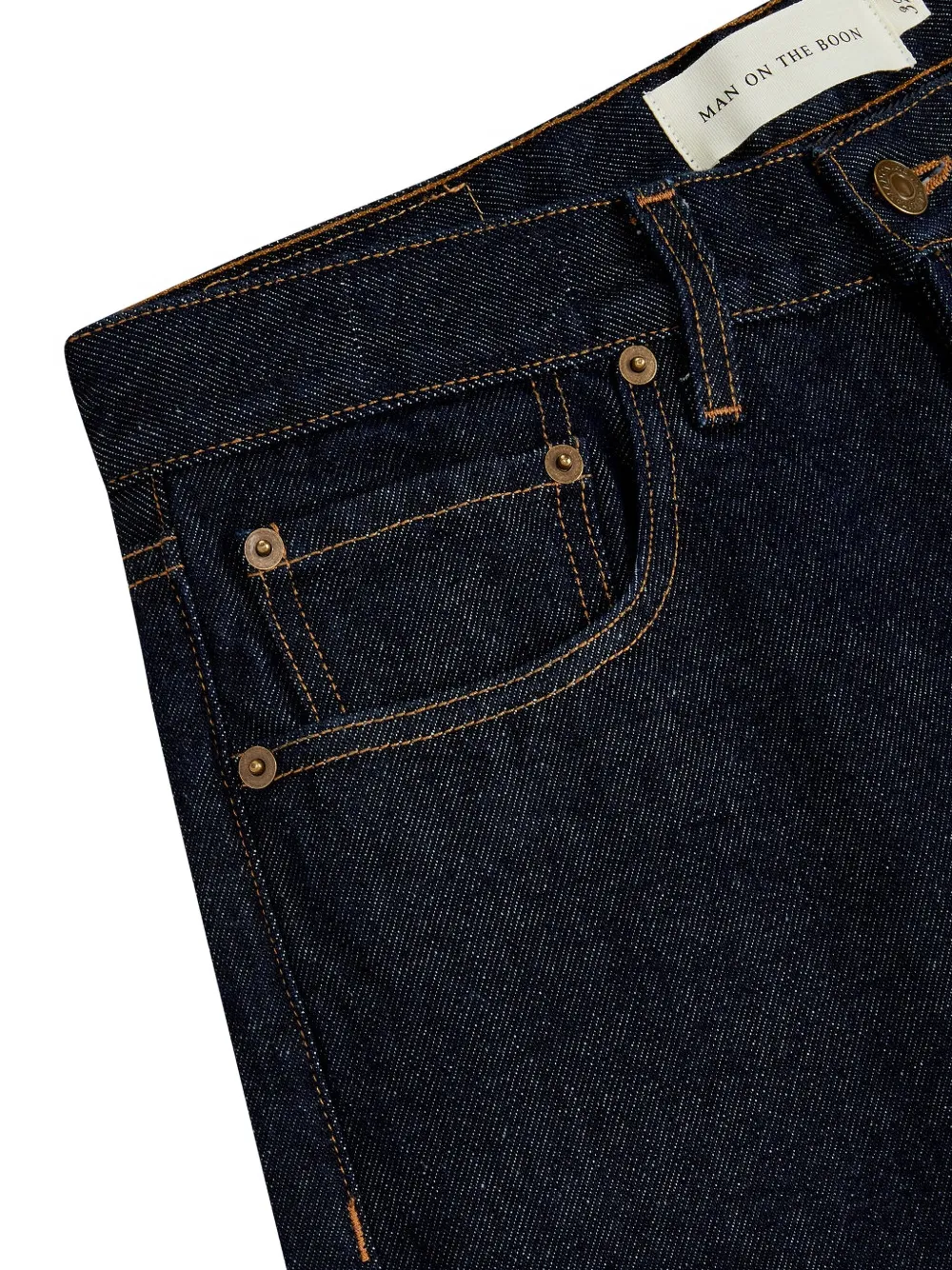 Man On The Boon. Straight indigo jeans Blauw