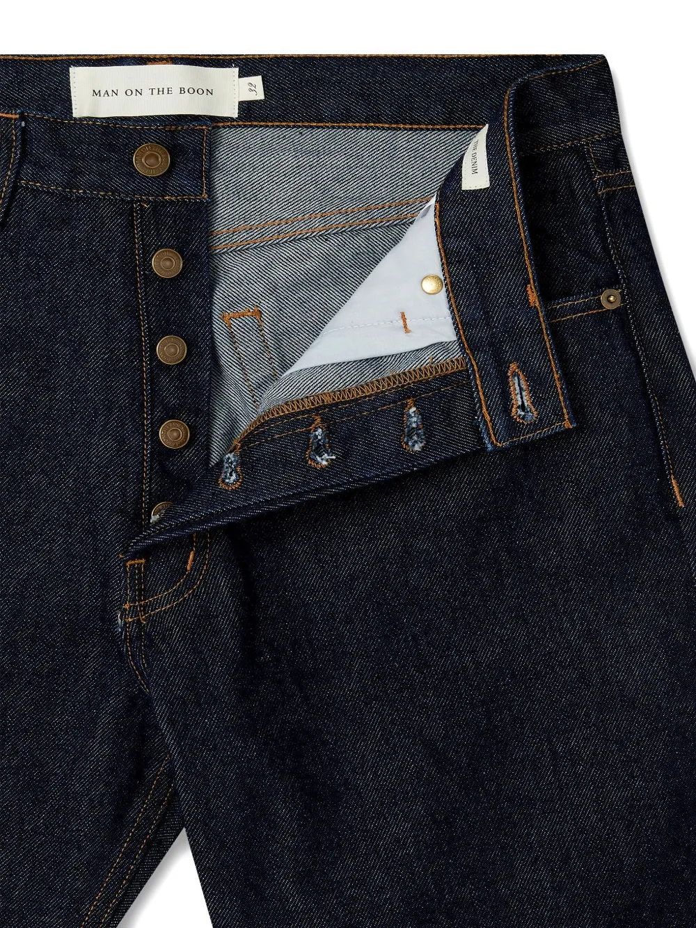 Man On The Boon. Straight indigo jeans Blauw