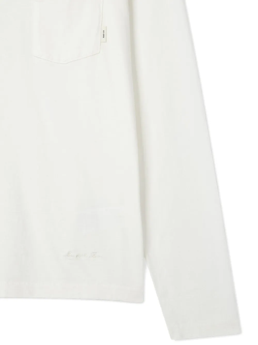 Man On The Boon. T-shirt met lange mouwen en zak Wit