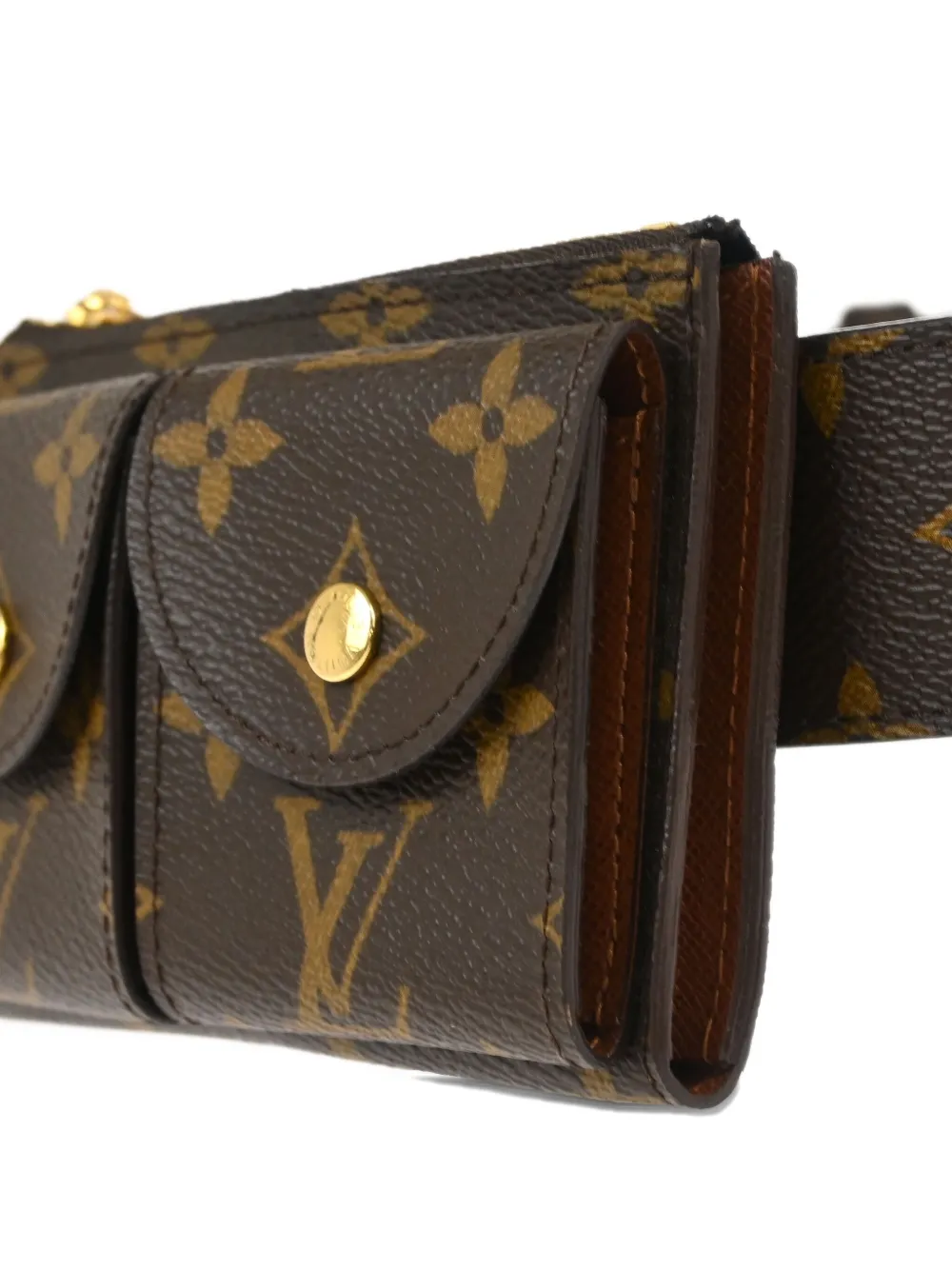 Pre-owned Louis Vuitton 2010 Ceinture Pochette Duo Belt Bag In Brown
