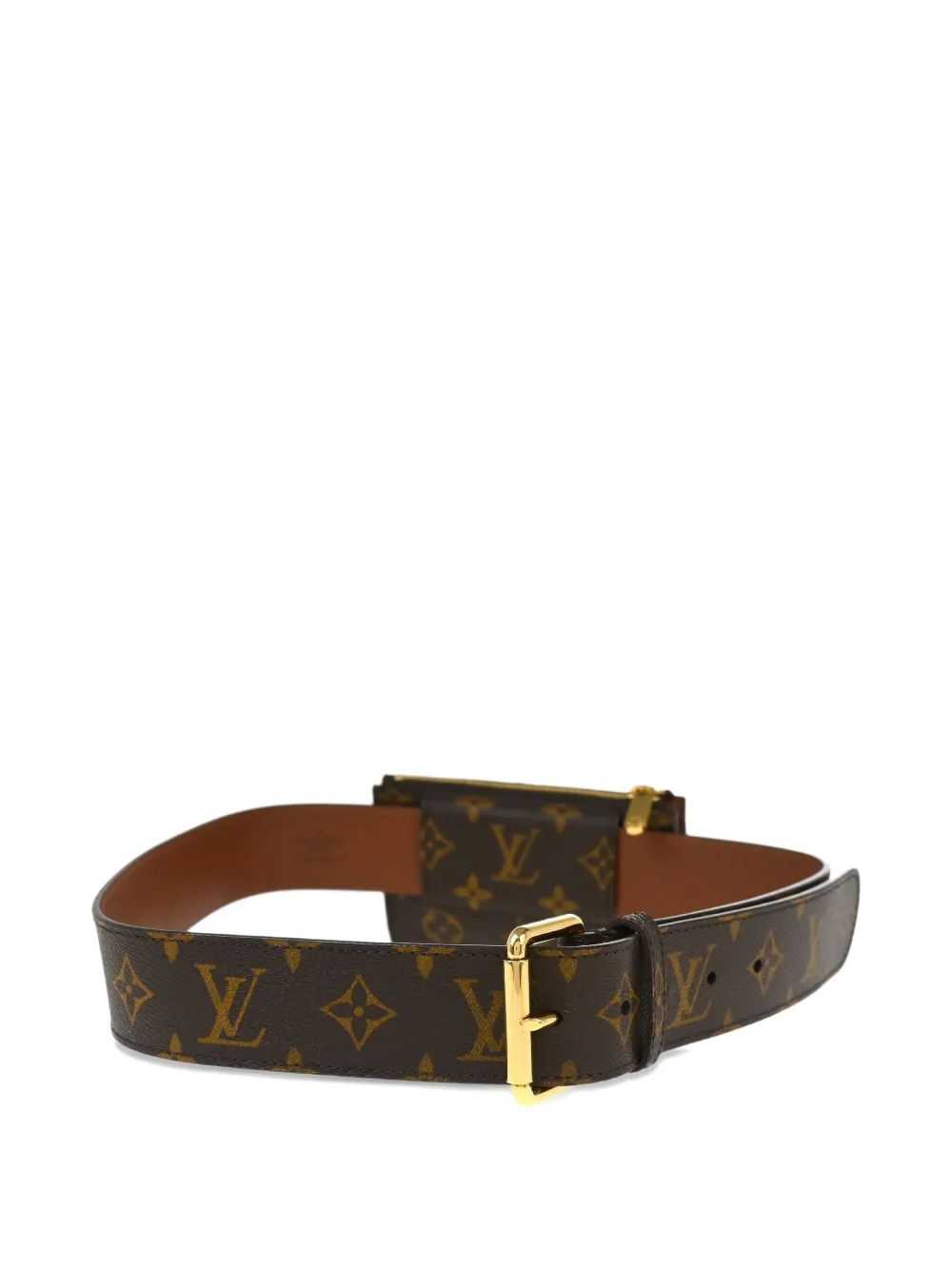 Pre-owned Louis Vuitton 2010 Ceinture Pochette Duo Belt Bag In Brown