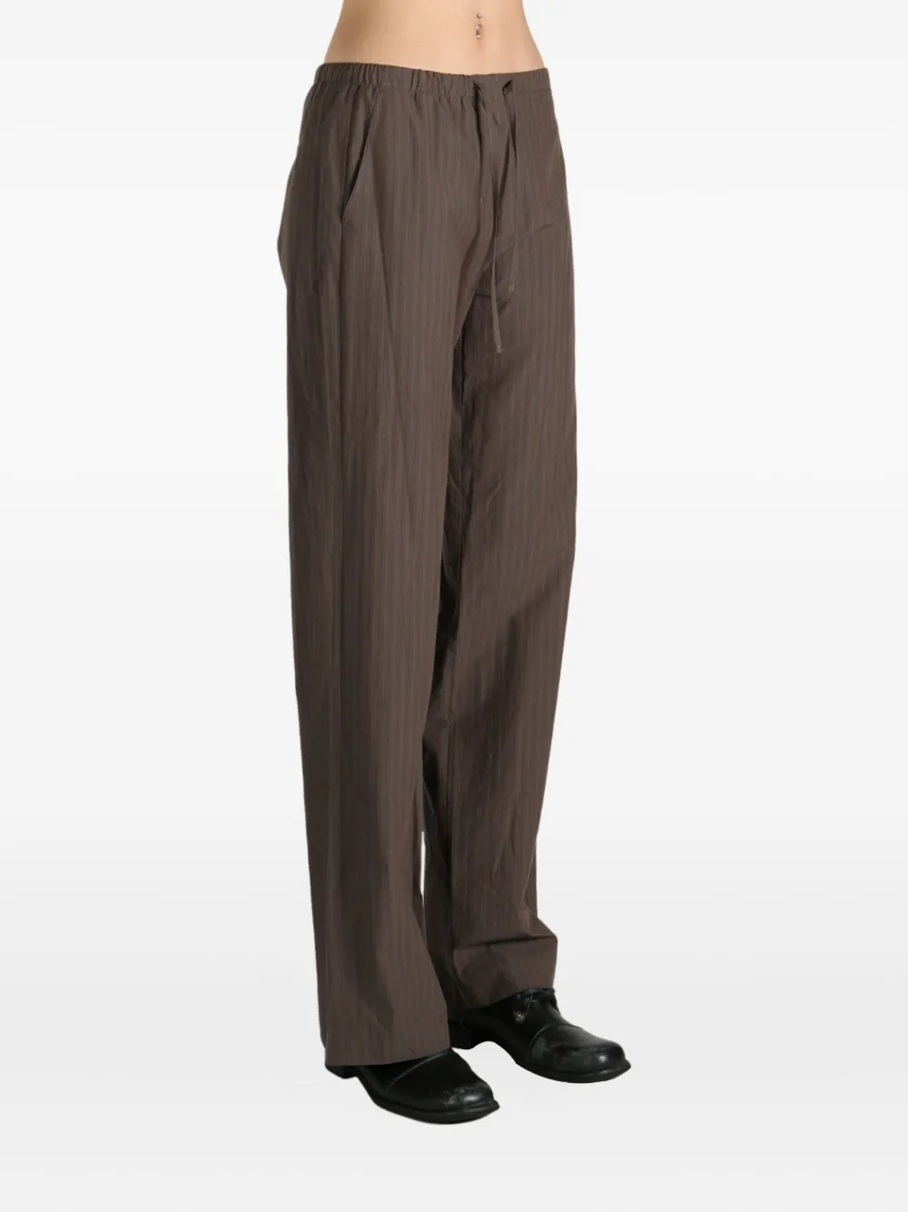 Amomento Broek met trekkoordtaille Bruin