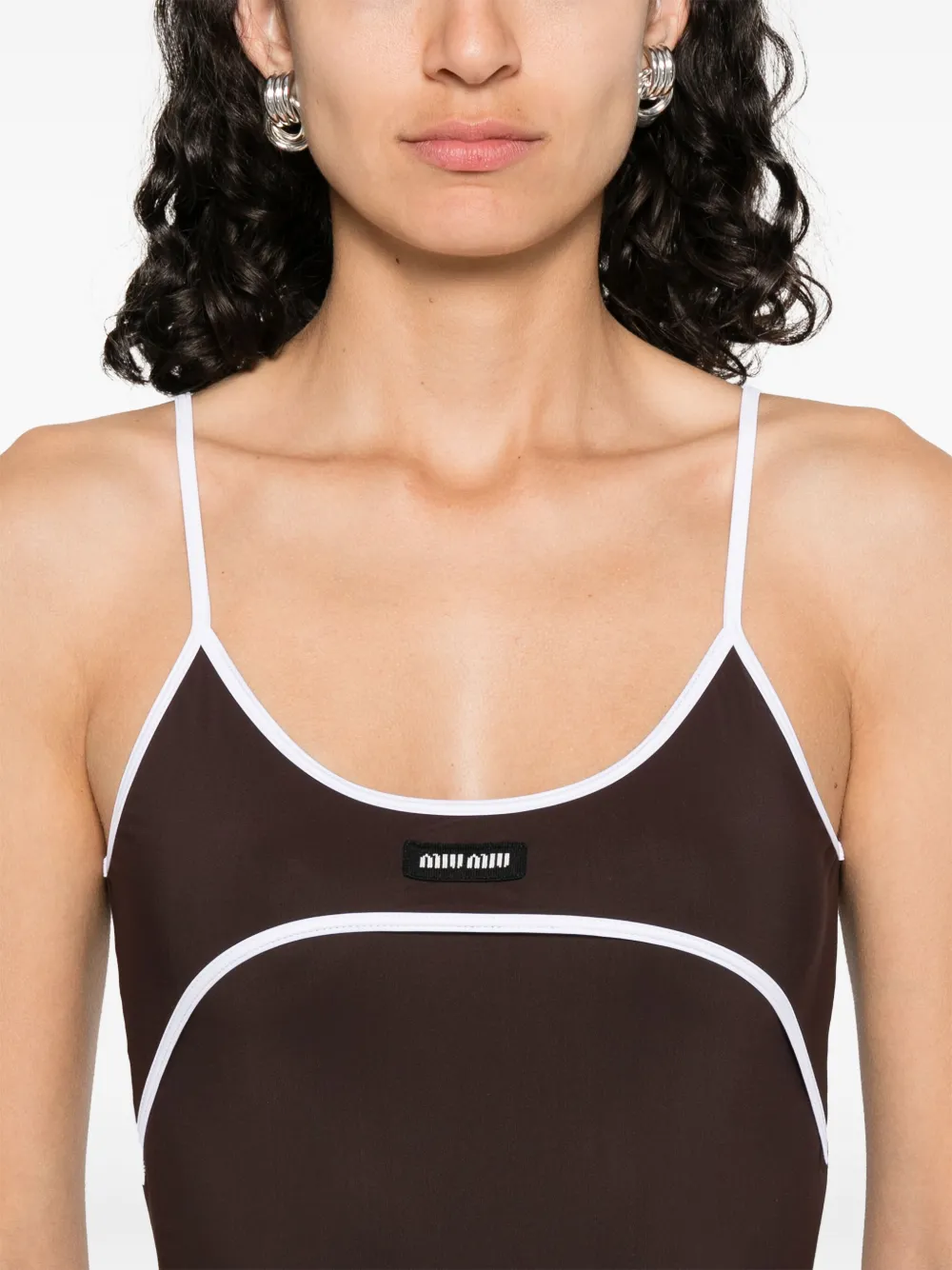 Miu contrast-trim midi dress Bruin