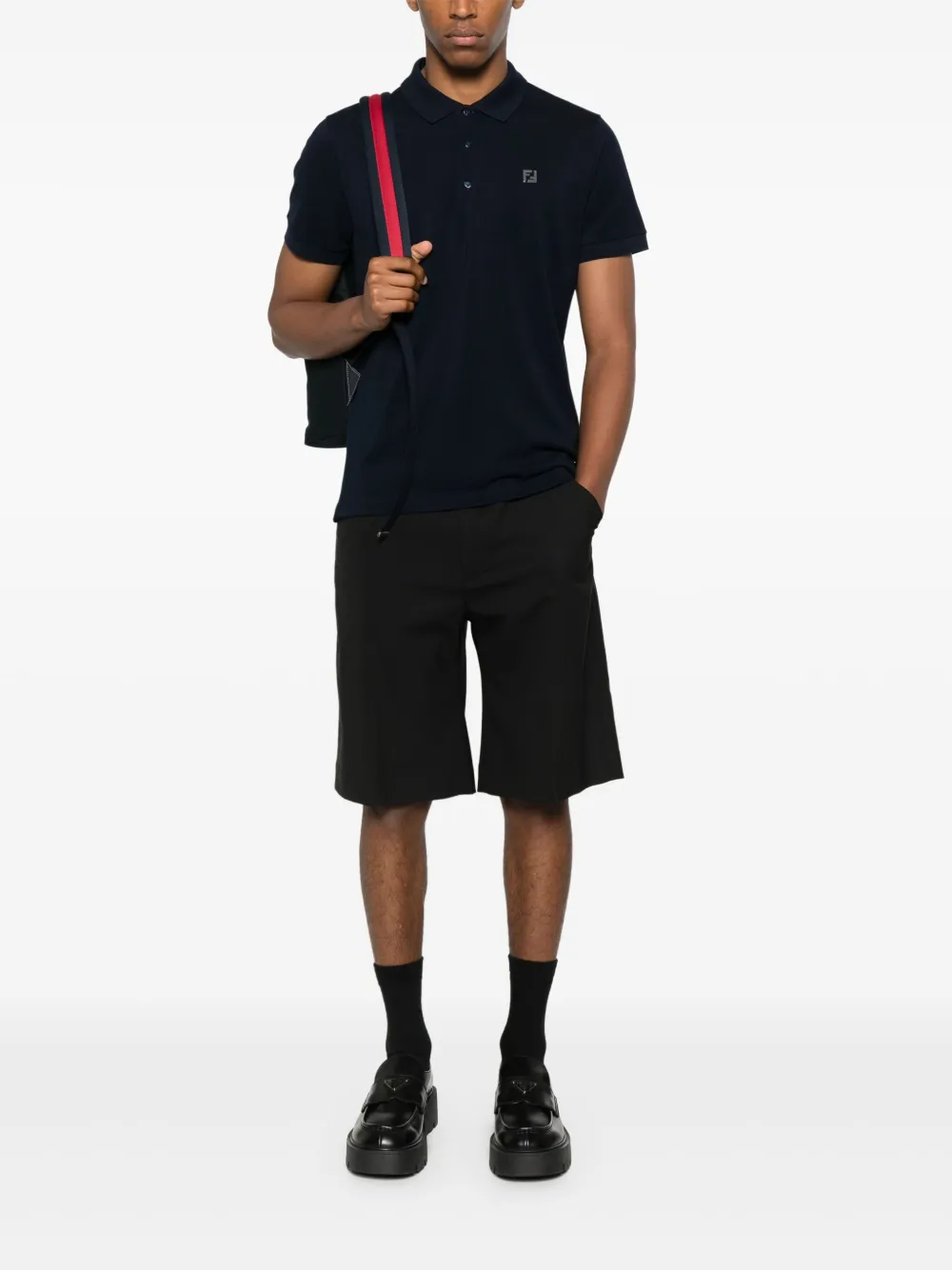 FENDI Poloshirt met geborduurd logo - Blauw